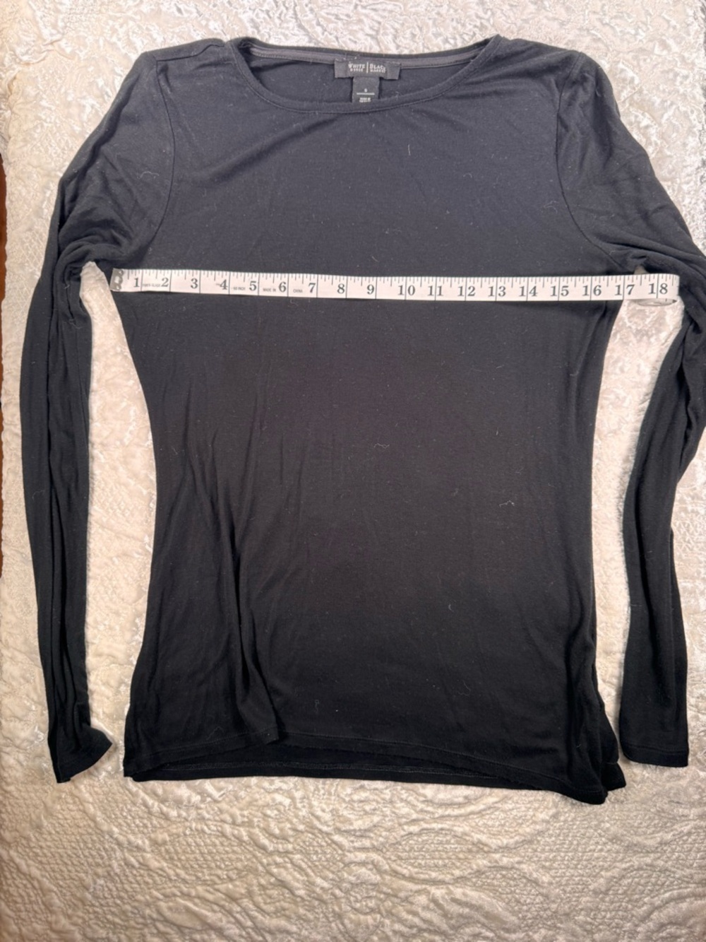 White House Black Market Black Long-Sleeve Crewneck Top